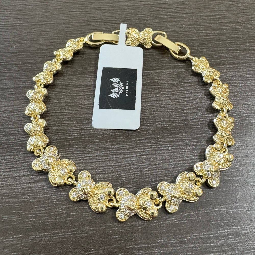 18k Gold Filled CZ Bear Charm Bracelet by Primus
